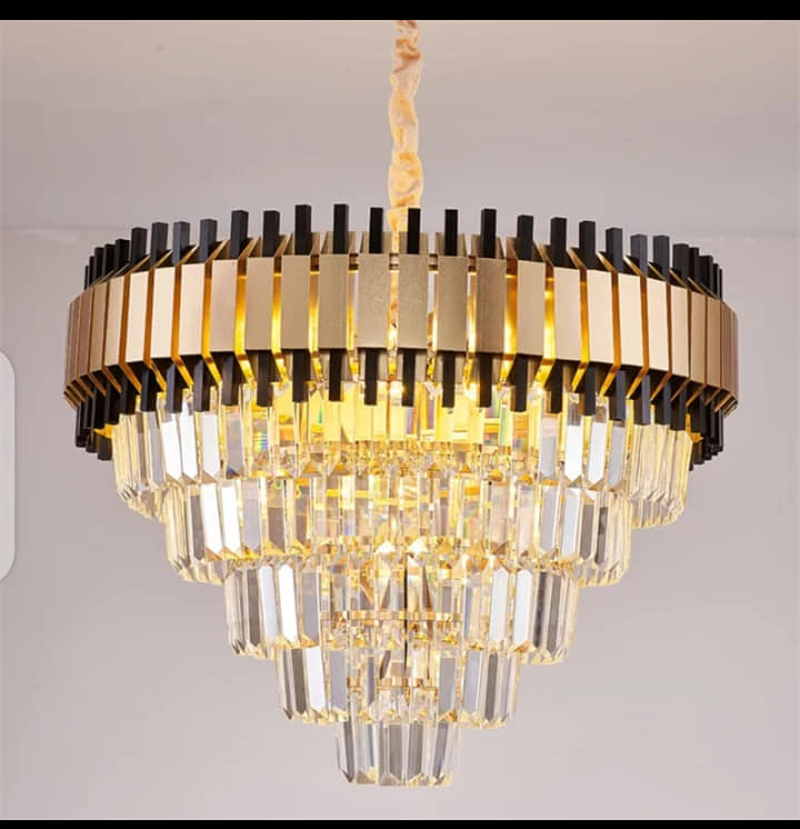 MODERN LUXURY BLACK & GOLD CHANDELIER - AURA LIGHT