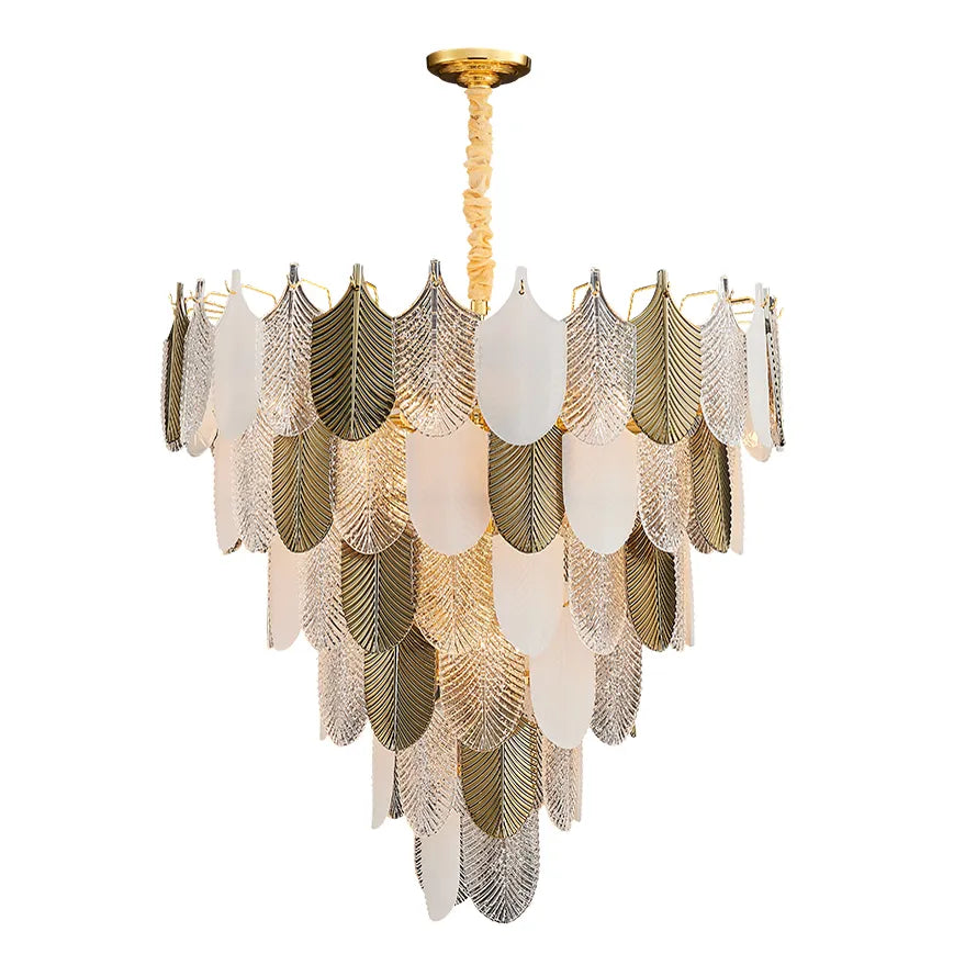 MULTI SHADE FEATHER CHANDELIER - AURA LIGHT