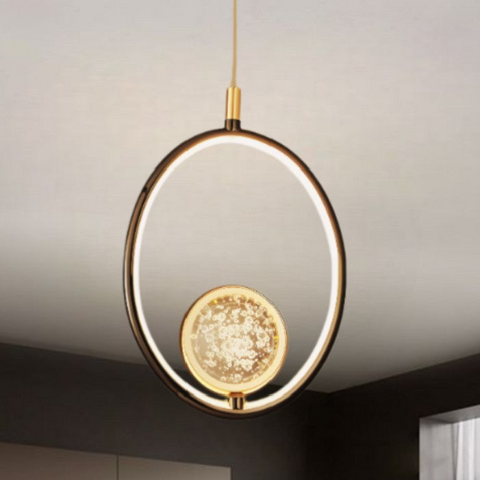 CRYSTAL LED GOLD RING PENDANT LIGHT - AURA LIGHT
