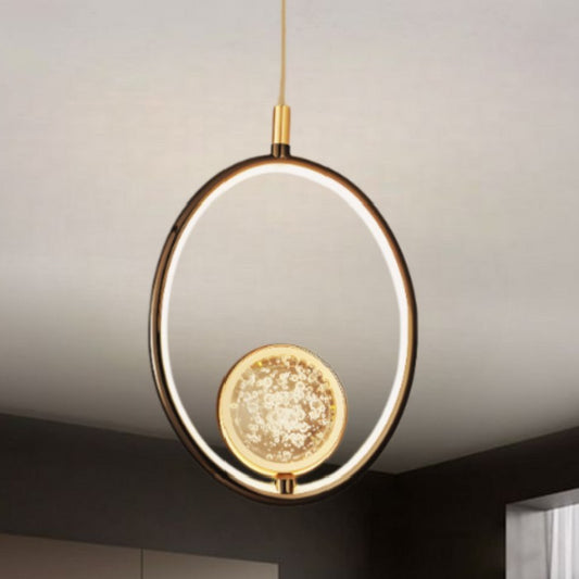 CRYSTAL LED GOLD RING PENDANT LIGHT - AURA LIGHT