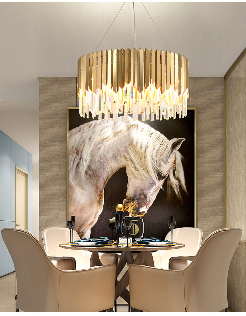 GOLD & CLEAR BAR LUXE CHANDELIER - AURA LIGHT