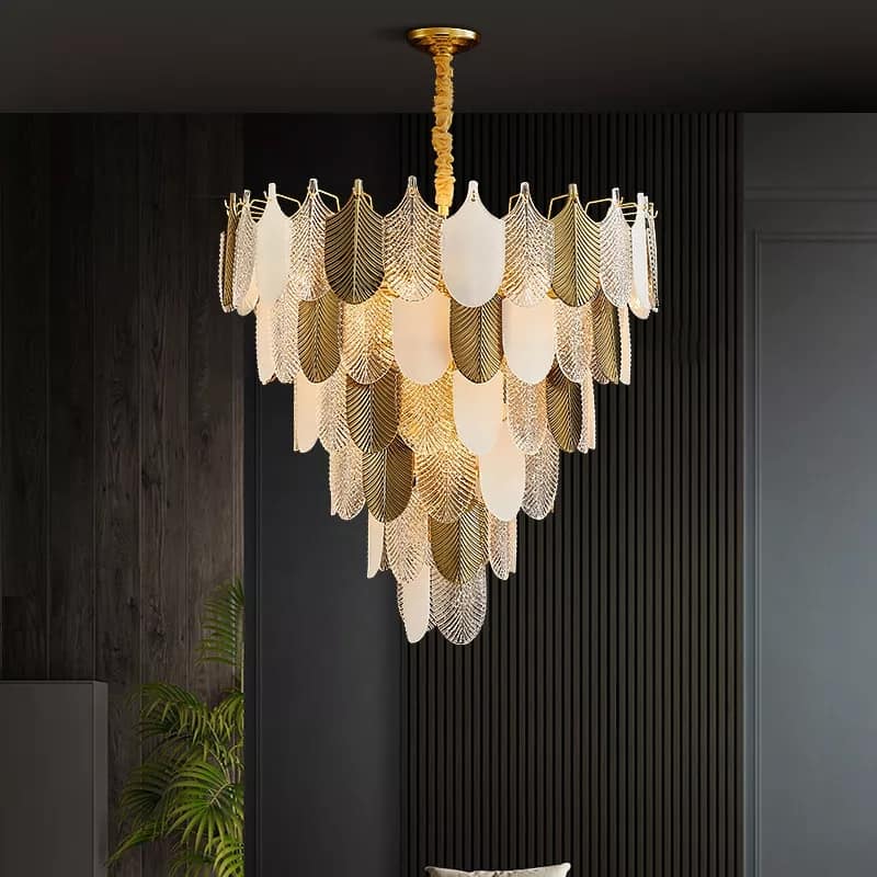 MULTI SHADE FEATHER CHANDELIER - AURA LIGHT