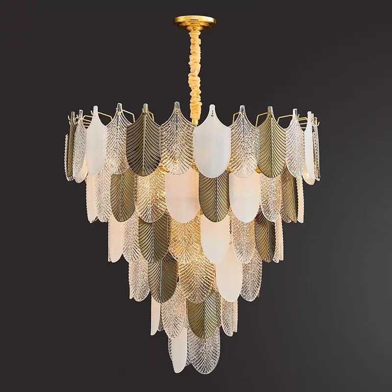 MULTI SHADE FEATHER CHANDELIER - AURA LIGHT