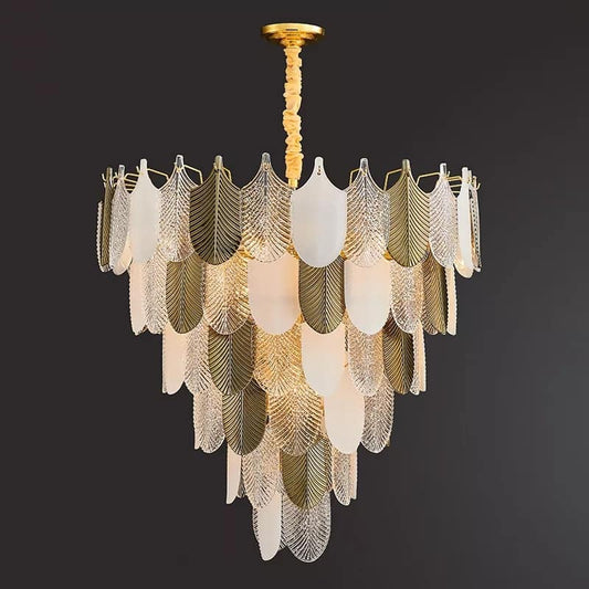 MULTI SHADE FEATHER CHANDELIER - AURA LIGHT