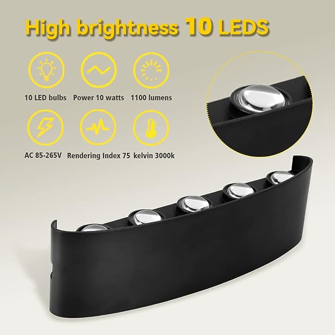 ALUMINIUM MODERN BLACK SHADE WALL LAMP - AURA LIGHT