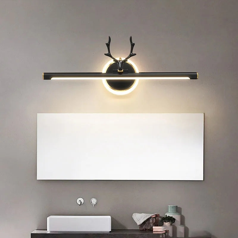 MODERN MIRROR LIGHT BLACK & GOLD SHADE - AURA LIGHT