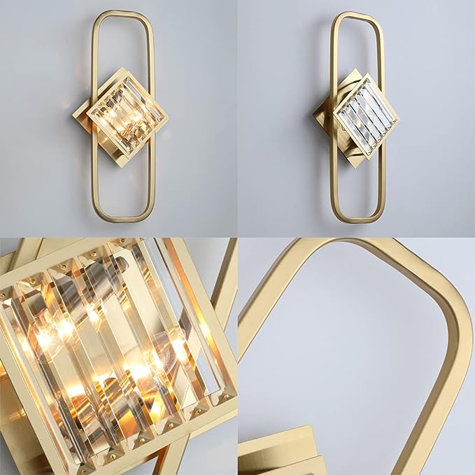 LUXURY MODERN MINIMALIST CRYSTAL GOLD WALL LAMP - AURA LIGHT