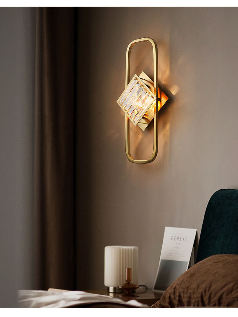 LUXURY MODERN MINIMALIST CRYSTAL GOLD WALL LAMP - AURA LIGHT