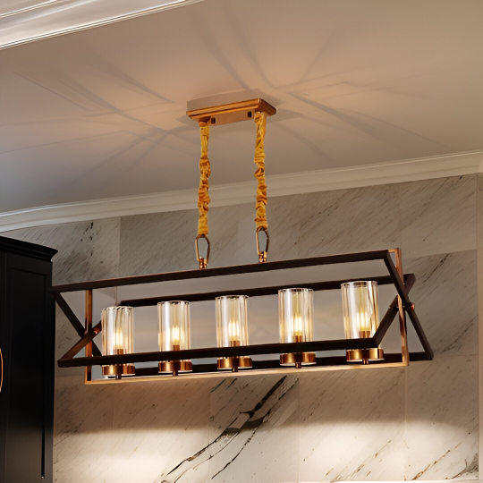 BRASS ANTIQUE GLASS CHANDELIER - AURA LIGHT