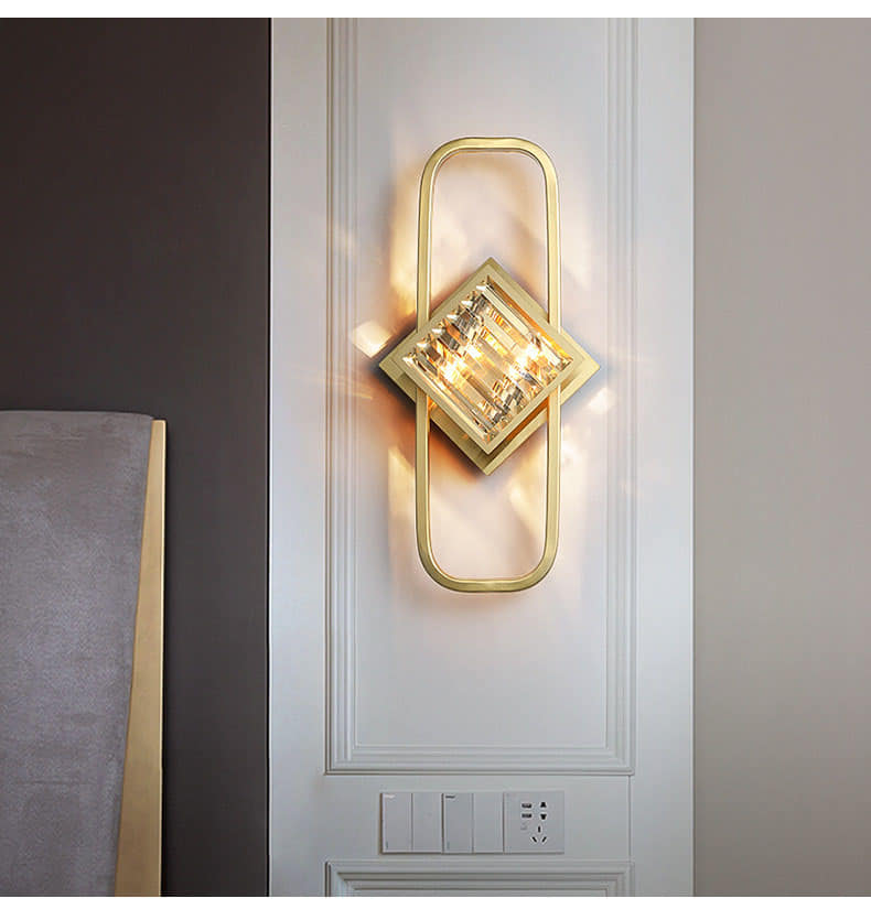 LUXURY MODERN MINIMALIST CRYSTAL GOLD WALL LAMP - AURA LIGHT