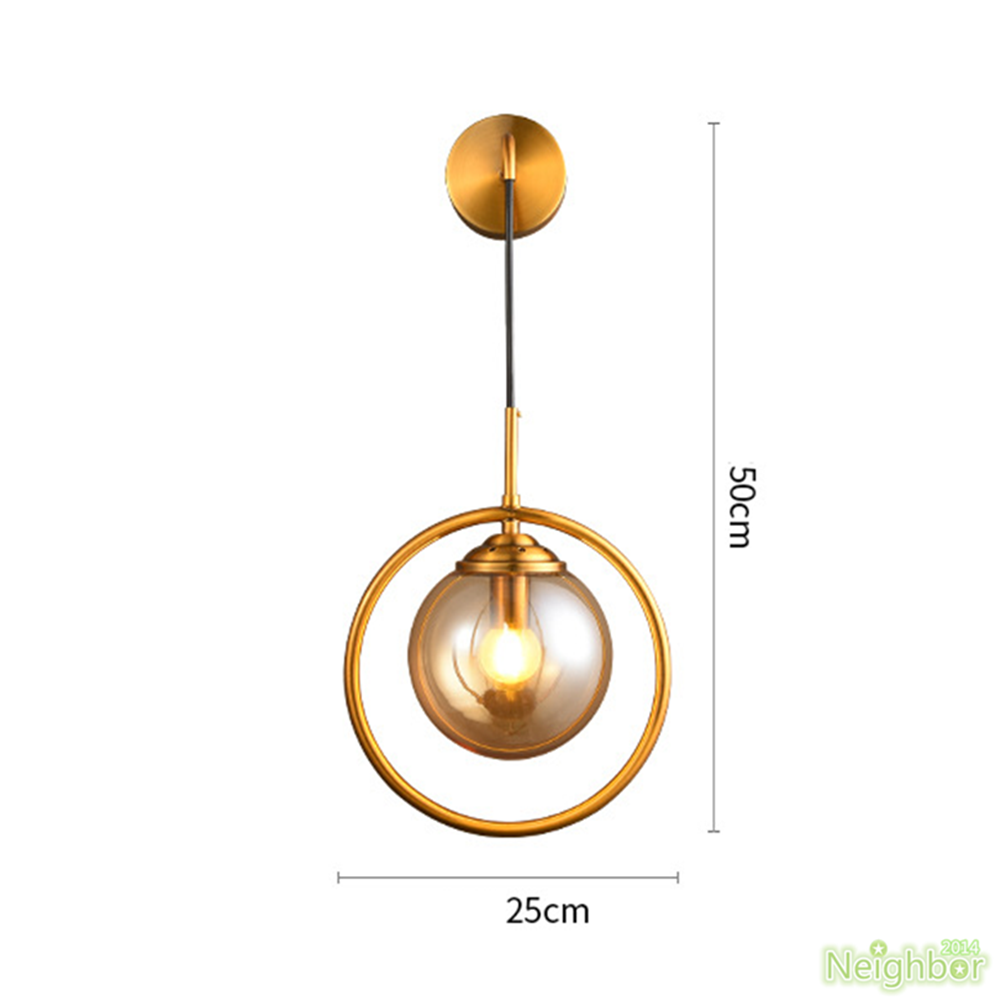 MODERN LED WALL LAMP GLASS BALL WITH GOLD RING - AURA LIGHT