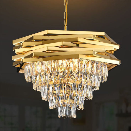 GOLD CRYSTAL CHANDELIER - AURA LIGHT